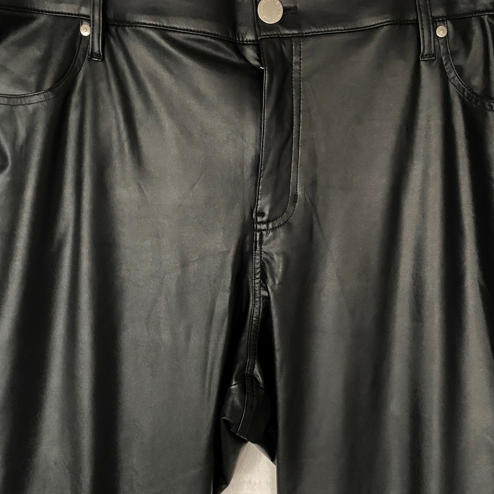 Lane Bryant 24L Black Faux Leather Skinny Pants High Rise Stretch Womens - Picture 2 of 7